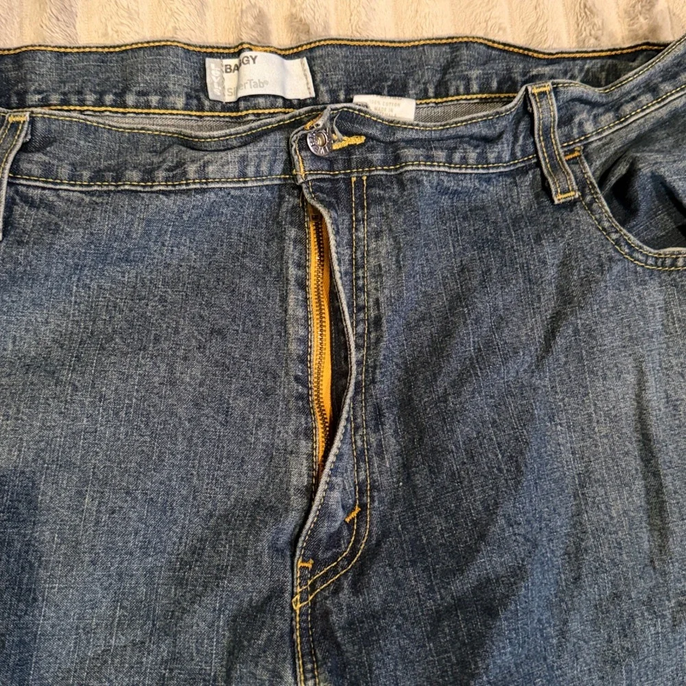 Levis SilverTab Baggy Jeans Mens 42x32 Blue Medium Wash Relaxed Wide Leg Denim